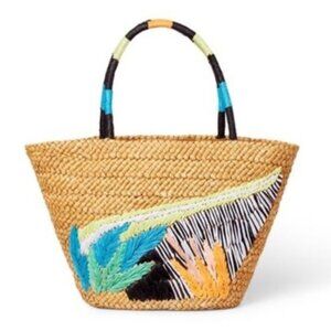 Tabitha Brown for Target Botantical Floral Abstract Vacation Straw Beach Bag
